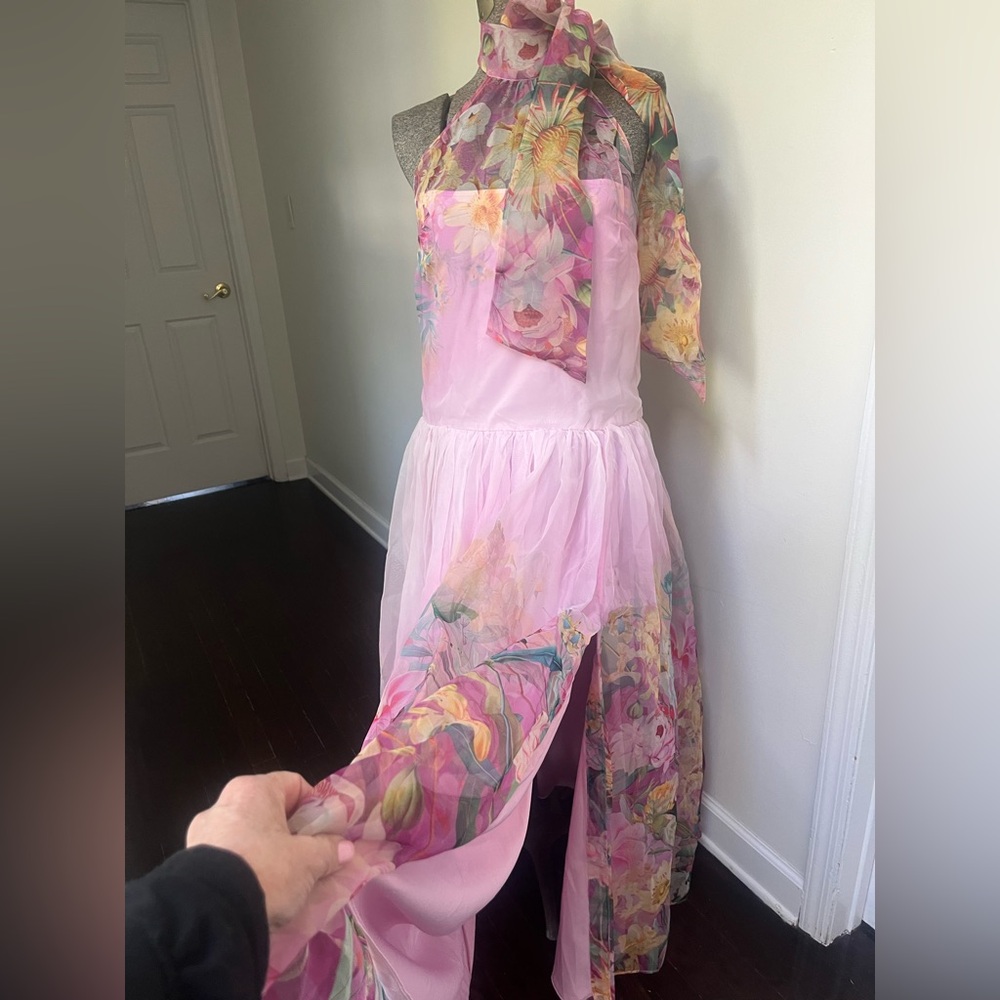 Anthropologie BHLDN Pink Floral Maxi Dress with Halter Neck - Picture 5 of 9
